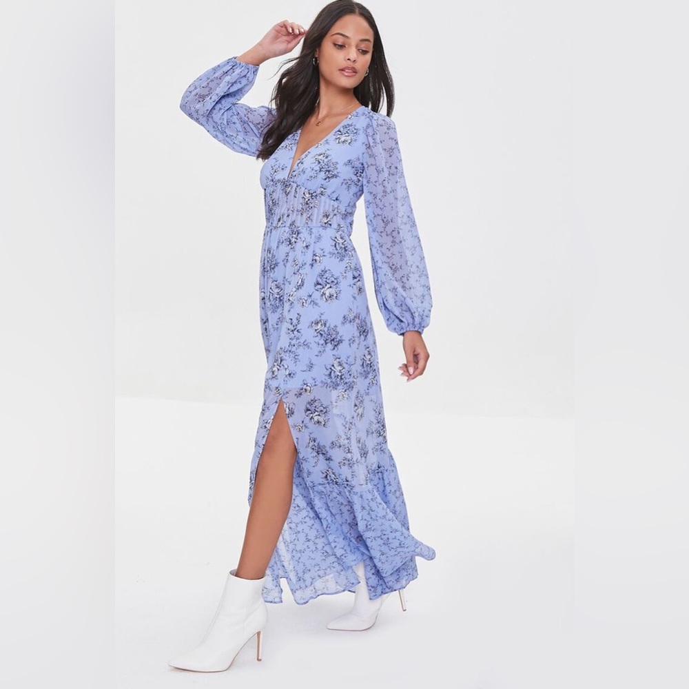 Open back floral boho western chic maxi dress